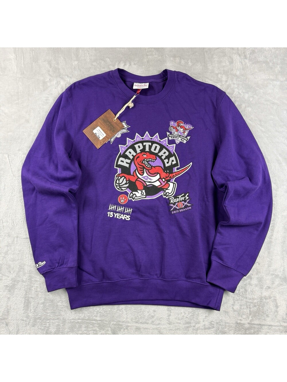 Mitchell & Ness Toronto Raptors MenXL Purple 20th Season Crewneck Sweatshirt NWT